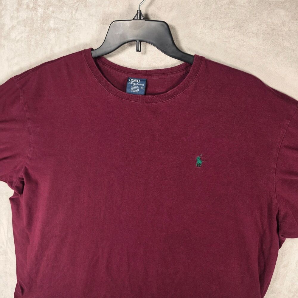 Polo Ralph Lauren Men’s Crew Neck T-Shirt Maroon Burgundy Green Pony Size XXL